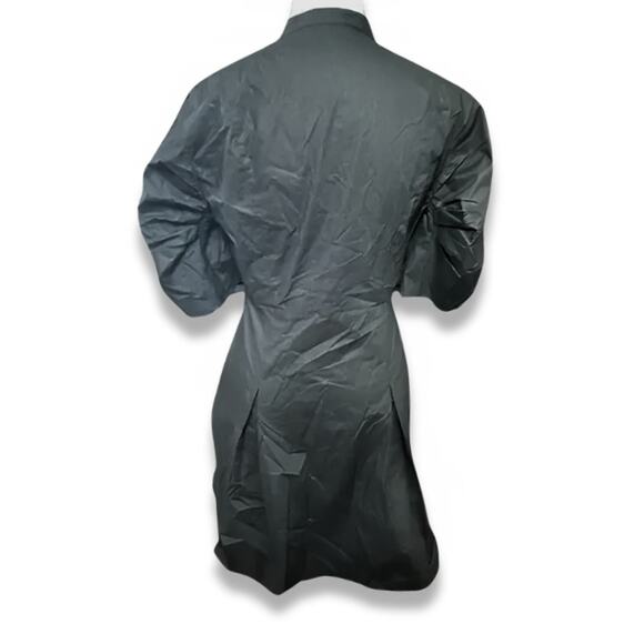 Frame Puff Sleeve Mini Dress Mock Collar Button Front Pleated Black W US S NWOT - Picture 5 of 9